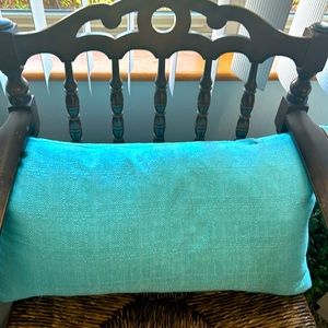 Down feather insert pillow decorative textured weave pattern with zipper teal